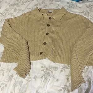 Tan Cotton button up sweater